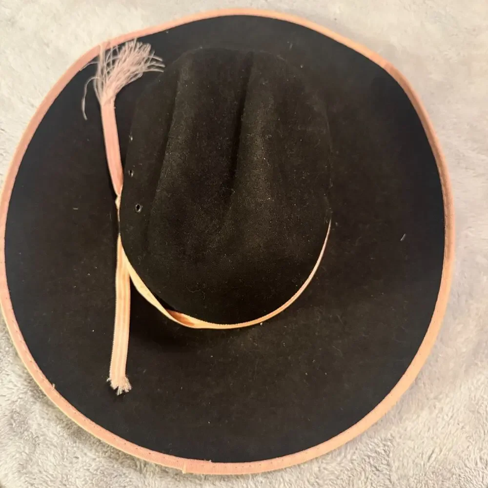 Twister Hats Black‎ Wool Cowboy Youth sz M Cowgirl Western Hat Rodeo Pink ribbon